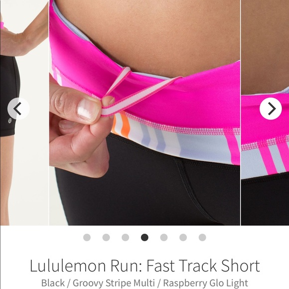 Size 2 Black Lululemon Fast Track Running Shorts with Raspberry Glo Waist - Picture 6 of 16